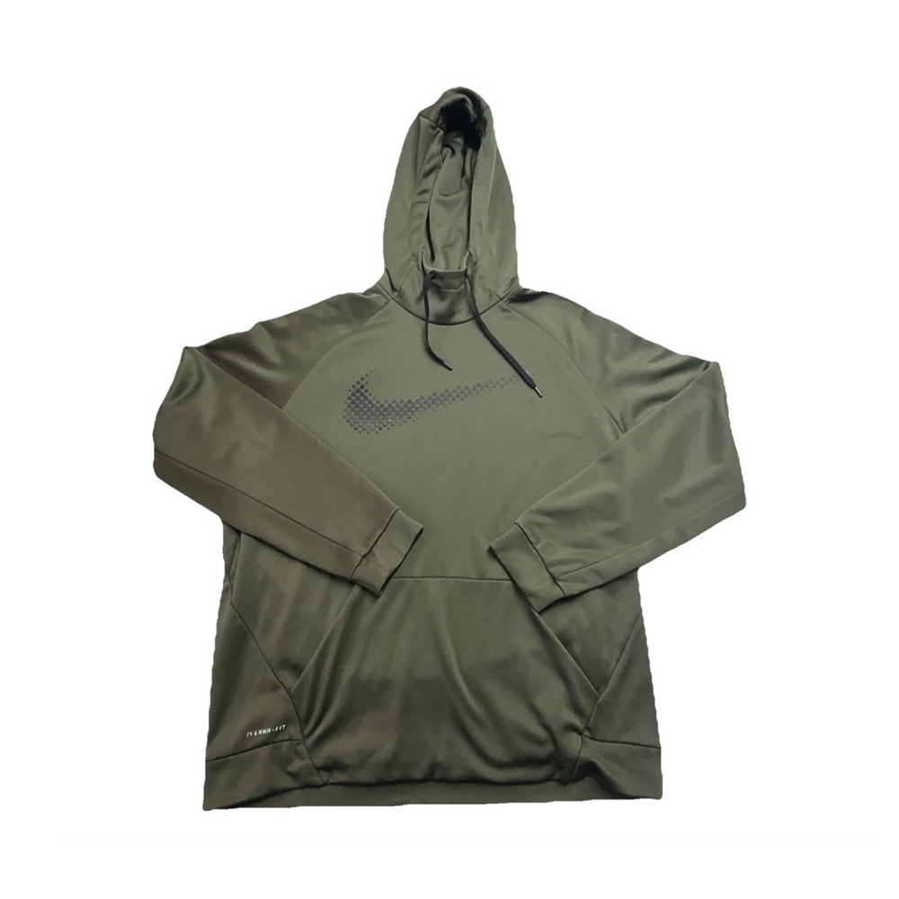 Nike Men's Olive Therma-Fit Pullover Hoodie Long Sleeve Kangaroo Pocket XL‎